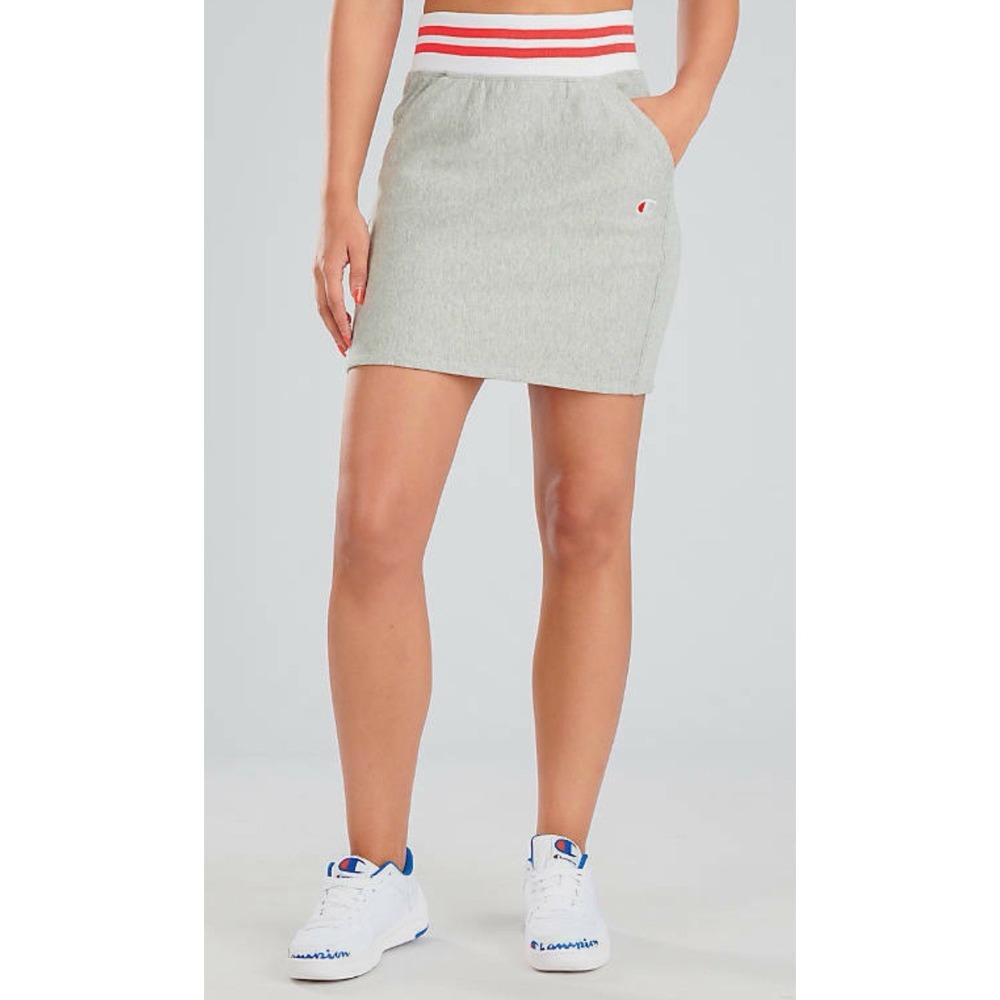Champion Reverse Weave Skirt Oxford Gray‎ Yarn Dye Stripe Rib Womens Medium
